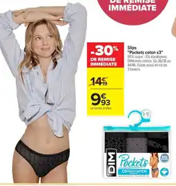 Carrefour Slips Pockets coton x3 offre