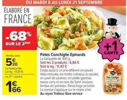 Carrefour Pates Conchiglie Epinards offre