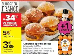 Carrefour 12 Burgers apéritifs cheese offre