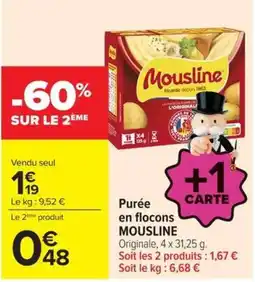 Carrefour Mousline Purée en flocons offre