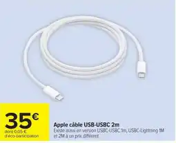 Carrefour Apple câble USB-USB-C 2m offre