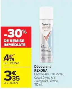Carrefour Rexona Déodorant Homme Anti-Transpirant offre