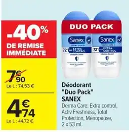 Carrefour Sanex Déodorant Duo Pack offre