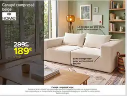 Carrefour Home canapé compressé beige offre