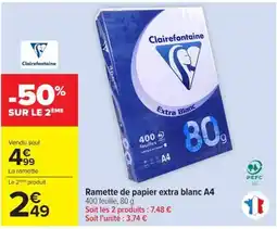 Carrefour Clairefontaine Ramette de papier extra blanc A4 offre