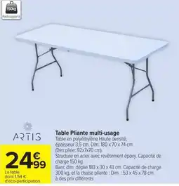 Carrefour ARTIS Table Pliante multi-usage offre