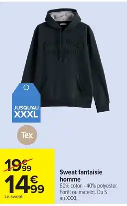 Carrefour Tex Sweat fantaisie homme offre