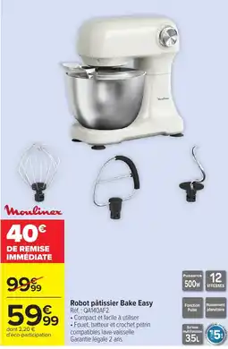 Carrefour Moulinex Robot pâtissier Bake Easy offre