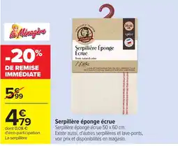 Carrefour La Ménagère Serpillière Éponge Écrue offre