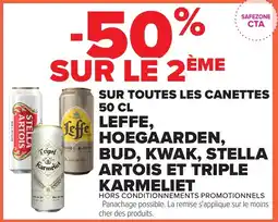 Carrefour Market Leffe hoegaarden bud kwak stella artois et triple karmeliet offre