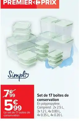 Carrefour Simpla Set de 17 boites de conservation offre
