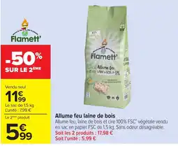 Carrefour Flamett' Allume feu laine de bois offre