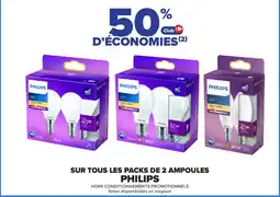 Carrefour Philips sur tous les packs de 2 ampoules offre