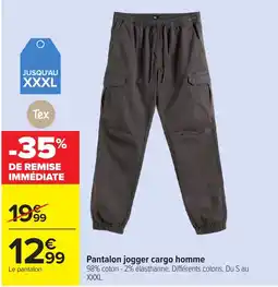 Carrefour Pantalon jogger cargo homme offre