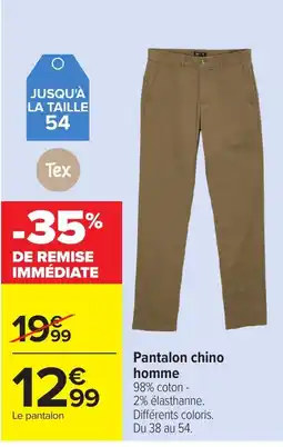 Carrefour Tex Pantalon chino homme offre