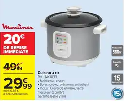 Carrefour Moulinex Cuisseur à riz offre