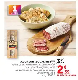 U Express SAUCISSON SEC GALIBIER offre