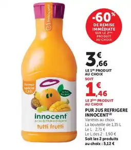 U Express innocent pur jus de 9 fruits et d'1 légume offre