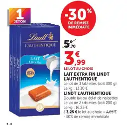Super U Lindt L'Authentique offre