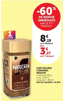 Super U NESCAFE CAFE SOLUBLE offre