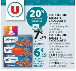 Super U PETIT BEURRE TABLETTE CHOCOLAT U offre