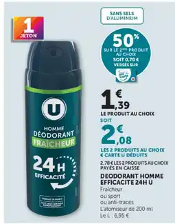 Super U U Déodorant Homme offre