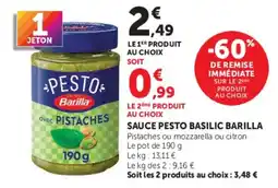 Super U Barilla Sauce Pesto Basilic offre