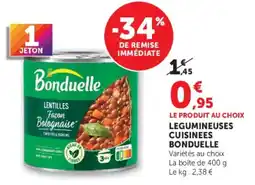 Super U Bonduelle Lentilles Facon Bolognaise offre
