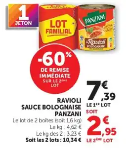 Super U PANZANI RAVIOLI SAUCE BOLOGNAISE offre