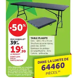 Super U TABLE PLIANTE offre