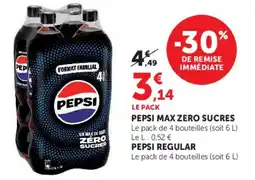 Super U PEPSI MAX ZERO SUCRES offre