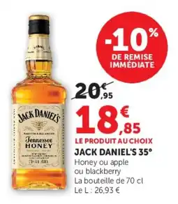 Super U JACK DANIEL'S Tennessee HONEY offre