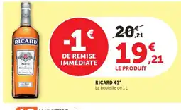 Super U RICARD Pastis de Marseille offre