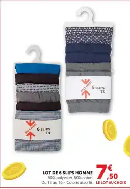 Super U LOT DE 6 SLIPS HOMME offre