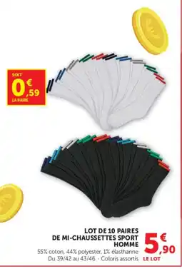 Super U MI-CHAUSSETTES SPORT HOMME offre