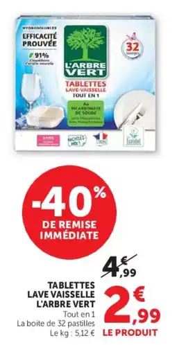 Hyper U L'ARBRE VERT TABLETTES LAVE-VAISSELLE offre