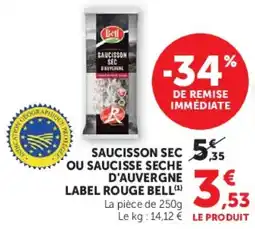 Hyper U Bell Saucisson sec d'auvergne offre