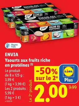Lidl ENVIA Yaourts aux fruits riche en protéines offre