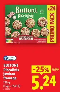 Lidl Buitoni Piccolinis jambon fromage offre