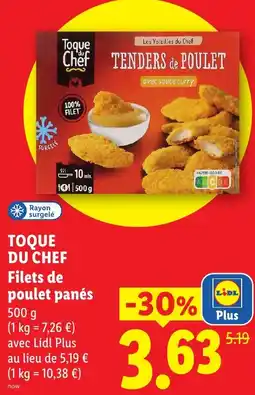 Lidl TOQUE DU CHEF Filets de poulet panés offre