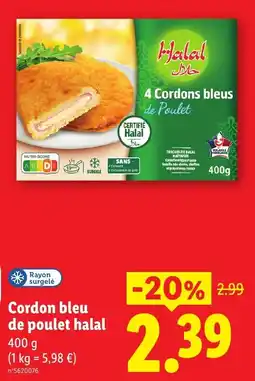 Lidl Halal 4 Cordons bleus de Poulet offre