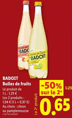 Lidl BADOIT Bulles de fruits offre