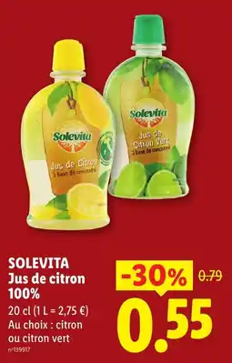 Lidl Solevita Jus de citron offre