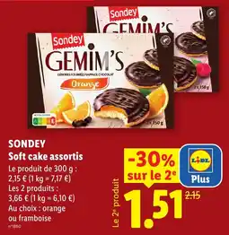 Lidl Sondey Soft cake assortis offre