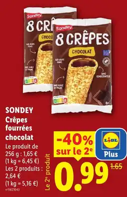 Lidl Sondey Crêpes fourrées chocolat offre