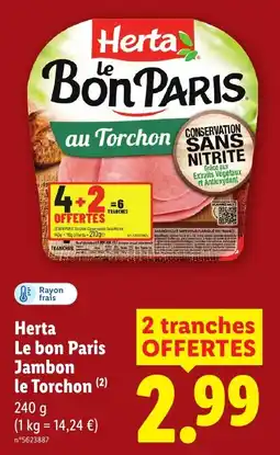 Lidl Herta Jambon le Torchon offre