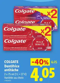 Lidl Colgate Dentifrice antitâche offre