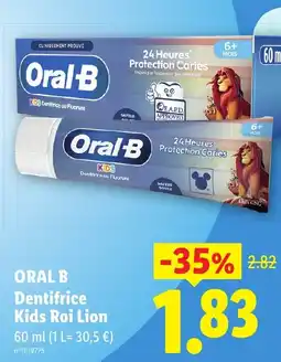 Lidl Oral-B Dentifrice Kids Roi Lion offre