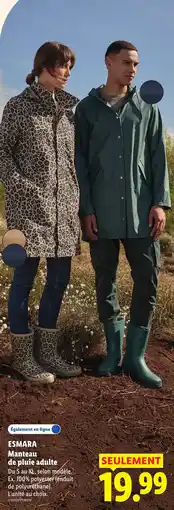 Lidl ESMARA Manteau de pluie adulte offre
