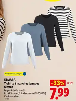 Lidl Esmara t-shirts à manches longues femme offre